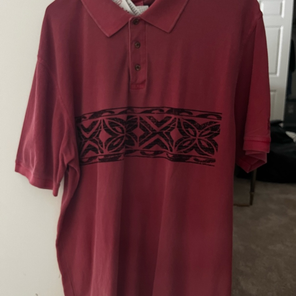 Classic Maroon Polo Shirt with Black Design